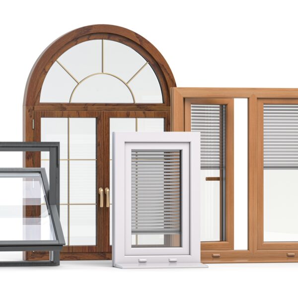 Windows of different types isolated on white.